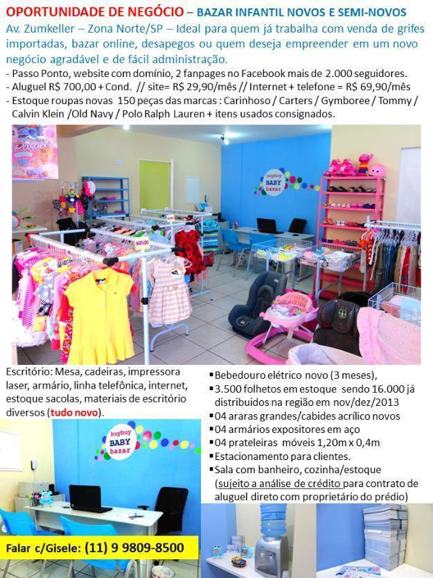 PASSO PONTO Bazar Infantil Loja Bebê Roupas oportunidade de negócio ZN SP