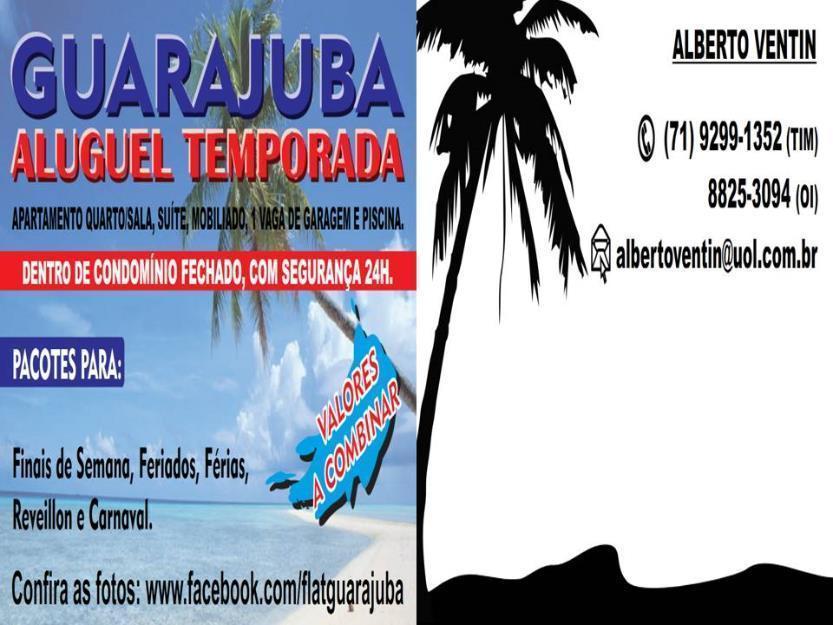 Temporada Guarajuba - Ap quarto/sala mobiliado, garagem, piscina e seguraça 24h.