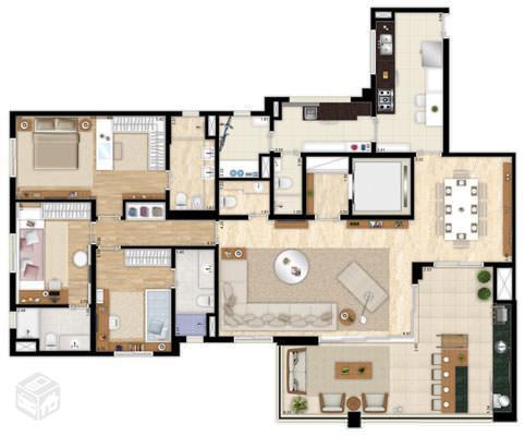 Solon Apartamento 182 m², 4 Dorms, 3 Vagas