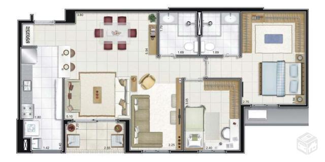 Apartamento no Riviera Boa Viagem, 72 m2 24º andar