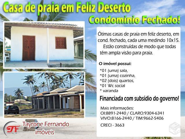 Casa de praia, cond. fechado, financio c/ subsidio