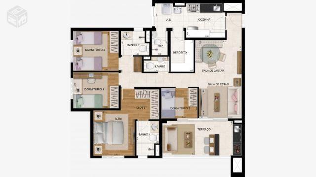 Apartamento com 106 m² 4 Dormitórios