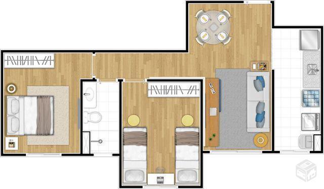 Apartamento em Americana, 2 e quartos