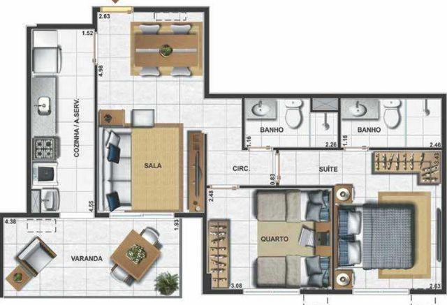 2 Quartos (1 Suíte) com 1 Vaga - Cachambi - Supremo Residencial Clube