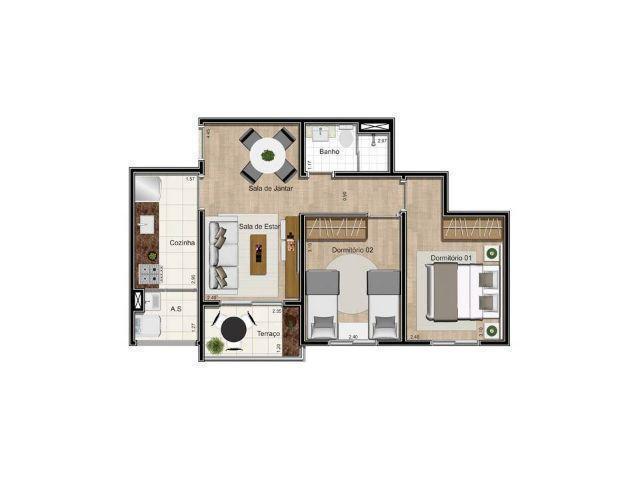 Apartamento 2 Dormitórios pronto para morar 46 m²