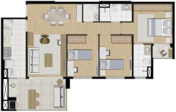 Apartamentos de 93m² e 116m² 3 Dormitórios 2 vagas Centro