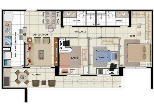 Apartamentos no centro de 1,2 e 3 quartos/ Pronto pra morar