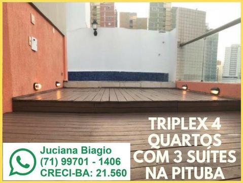 Apartamento triplex 4 quartos com 3 suítes na Pituba - Oportunidade